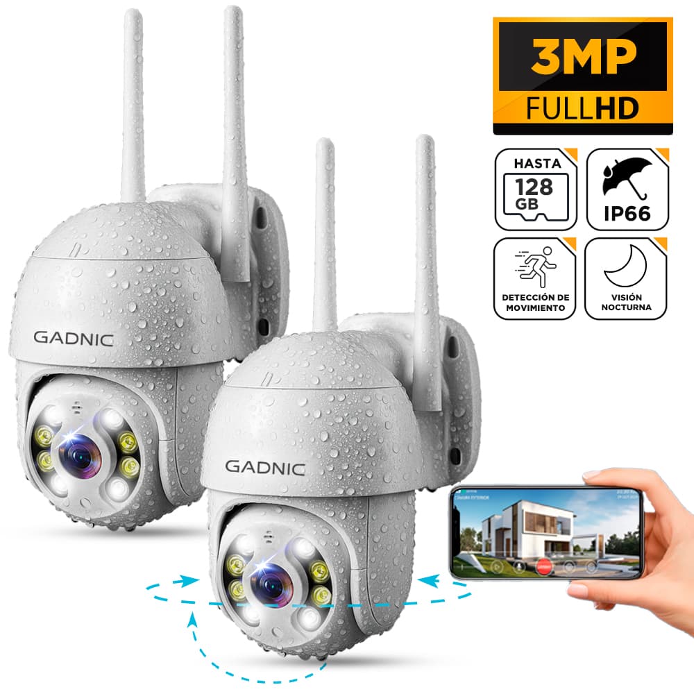 Camaras de Seguridad Wifi IP Gadnic DM200W x2 Full HD Motorizada 