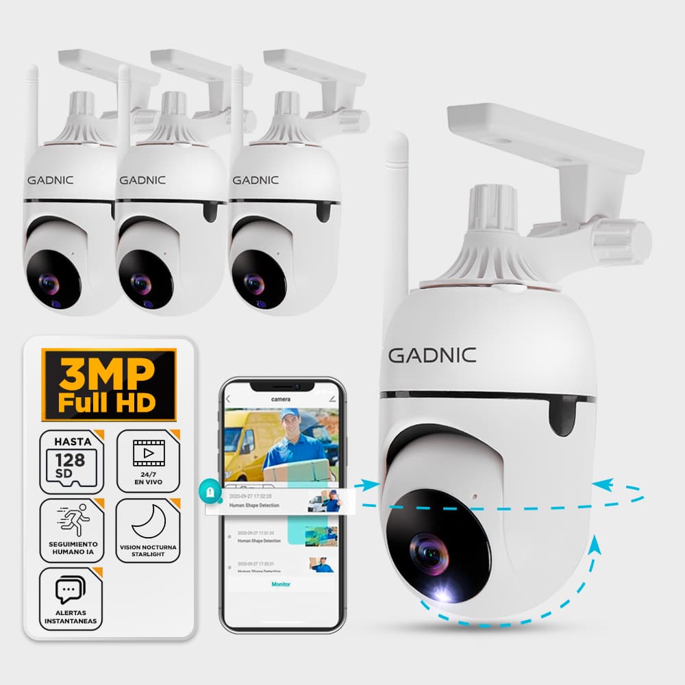 Kit x4 Cámara de Seguridad IP GADNIC Visión Nocturna HD Control por App