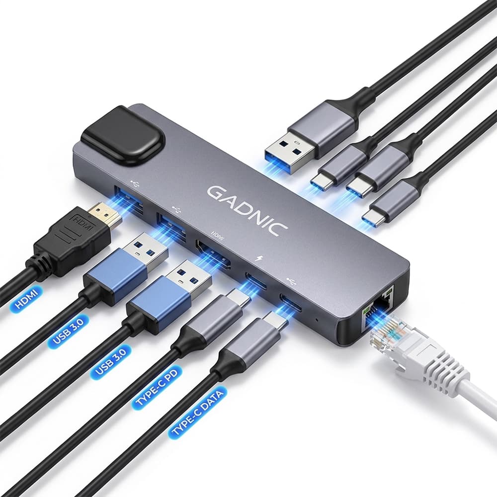 Adaptador USB C Hub Gadnic 6 en 1 Para Mac Apple HDMI 4K 1 Giga 