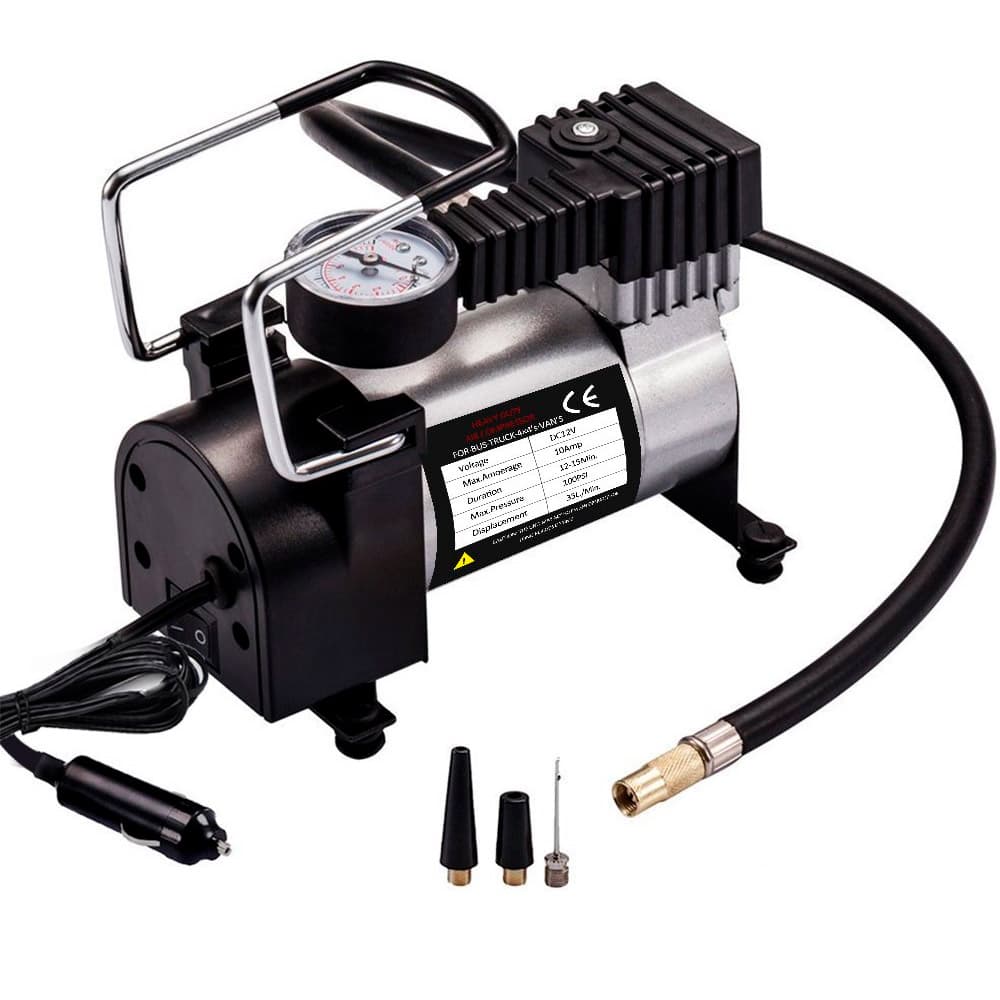 Compresor Para Auto 12v Gadnic 150 PSI 35 Lts/min Portátil Con Manómetro Incluye 3 Picos