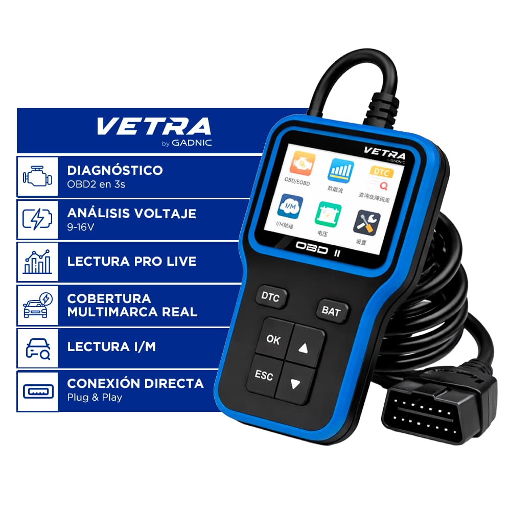 Escaner Automotriz Vetra by Gadnic OBD2 V302 12V 