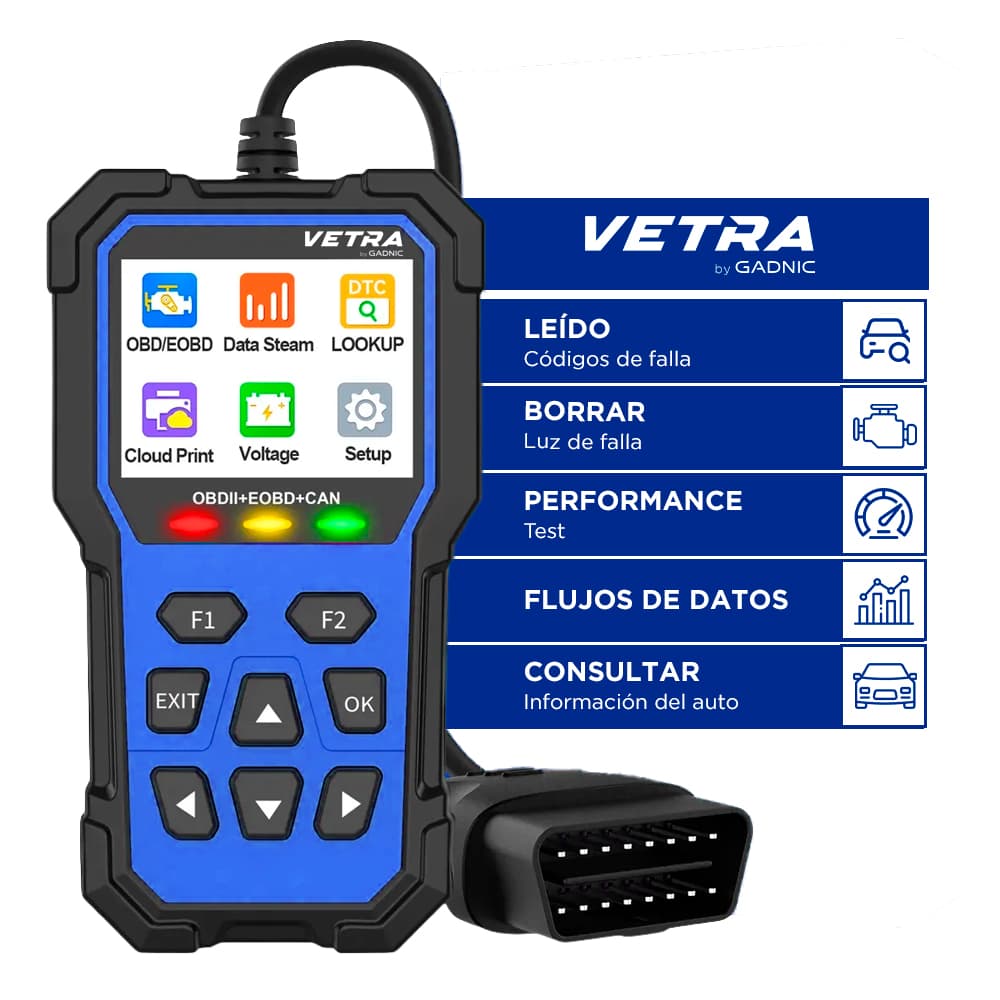Scanner Batería OBD2 VETRA By Gadnic  Diagnóstico Motor  Multilenguaje