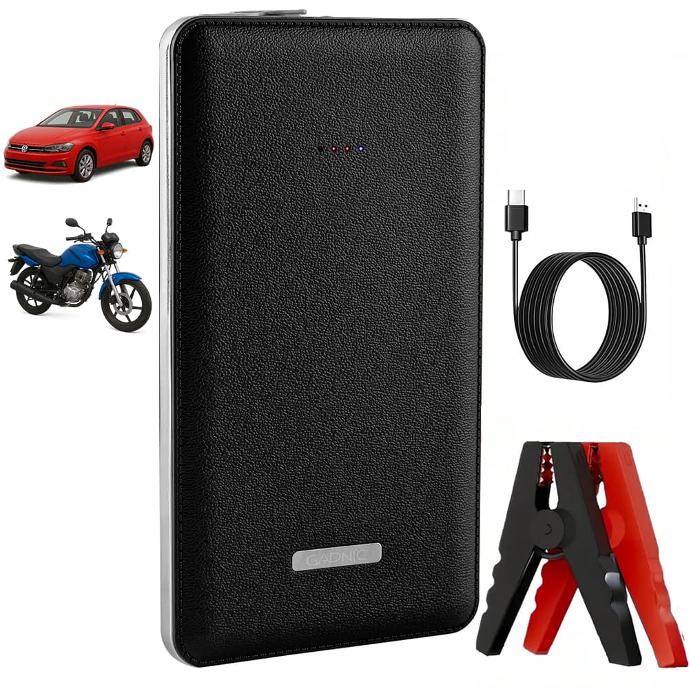 Power Bank Jump Starter Gadnic 10000 mAh 12 V Arranque Rápido Linterna LED Salida 5V2A 