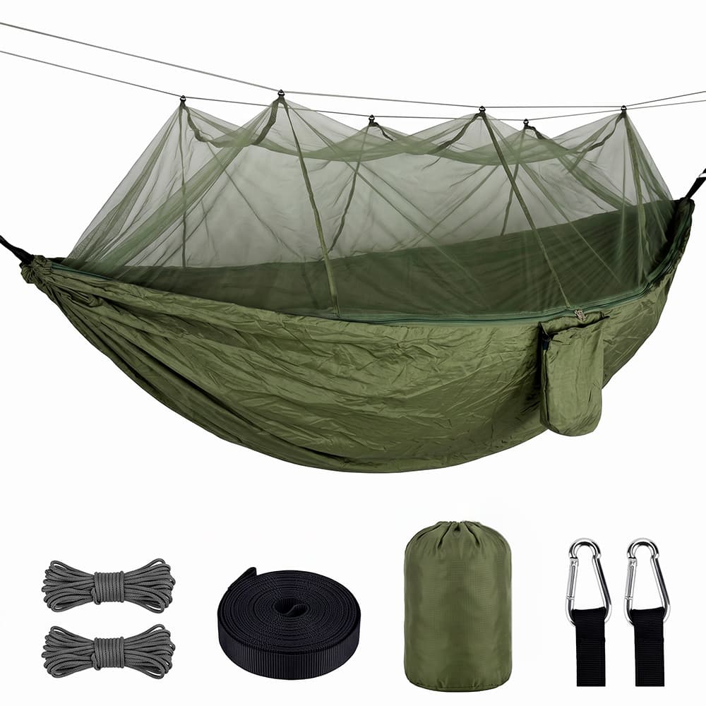 Hamaca Para Camping Con Mosquitero Integrado South Port By Gadnic Costuras Reforzadas Mosquetones de Seguridad 