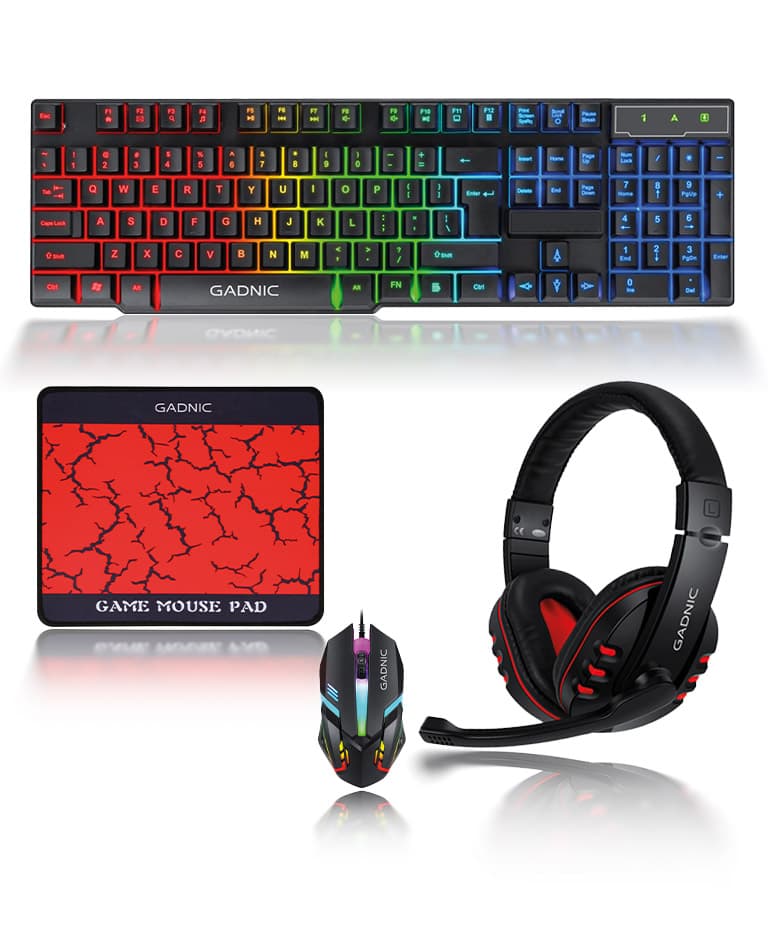 Kit Gamer 4 en 1 Gadnic RGB Teclado Mouse Auricular  Mouse Pad