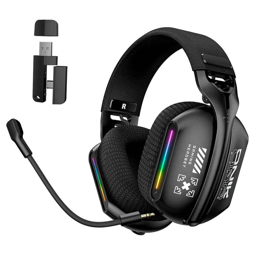 Auriculares Gamer Onikuma GT808 RGB Bluetooth 5.3 2.4GHz Cable 3.5 mm Microfono Desmontable 60 Horas De Autonomia