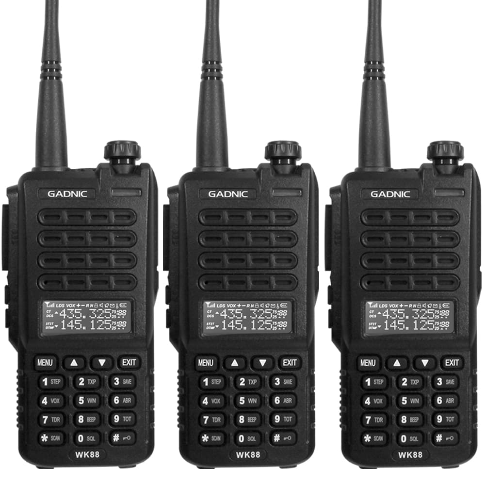 Handy Gadnic WK88 Kit x3 Bi-Banda 10w 128CH Hasta 12km + 6 Baterías y 3 Manos Libres