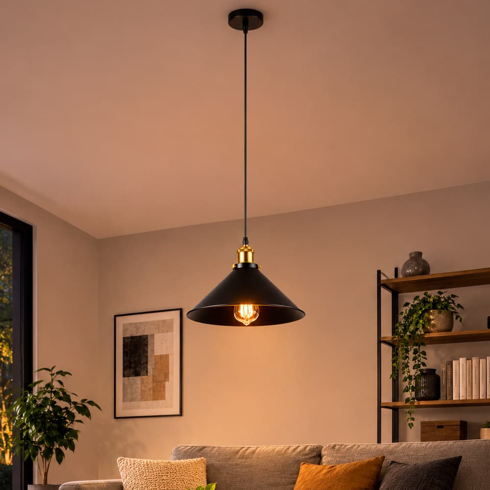 Lámpara De Techo Colgante Gadnic De Hierro 22 Cm E27 Cable 1 Metro Diseño Moderno Para Interior
