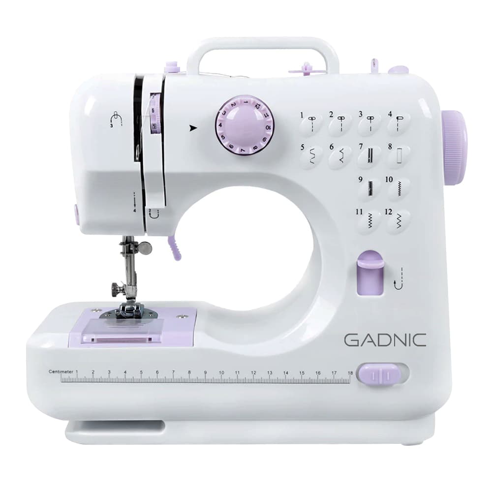 Maquina De Coser Gadnic 12 Puntadas 2 Velocidades Doble Hilo Luz LED Pedal Overlock 7.2W