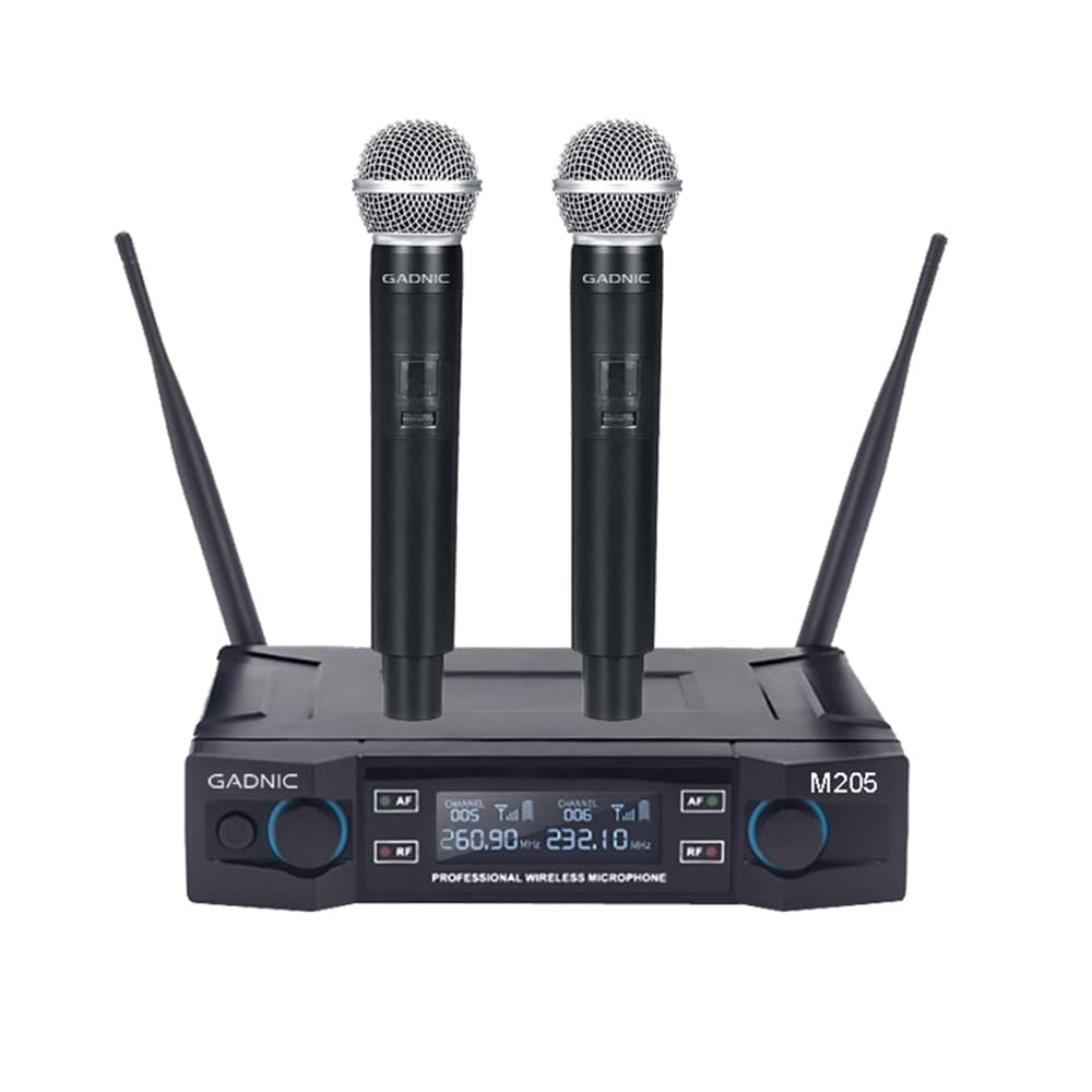 Micrófono Gadnic Inalámbrico Profesional de Mano 100mts 2CH 2Mic Outlet