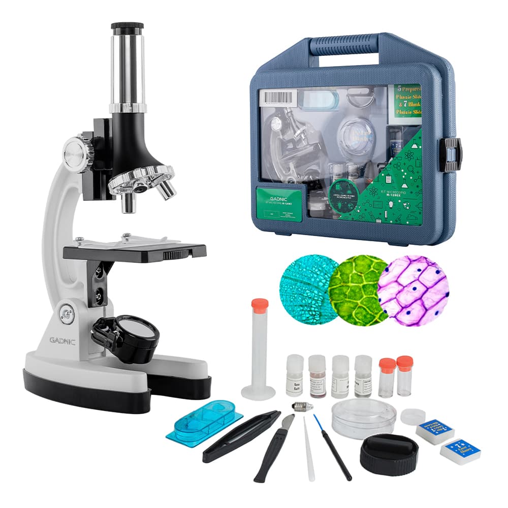 Microscopio Optico Gadnic 1200X Profesional Para Niños LED Kit 17 Piezas