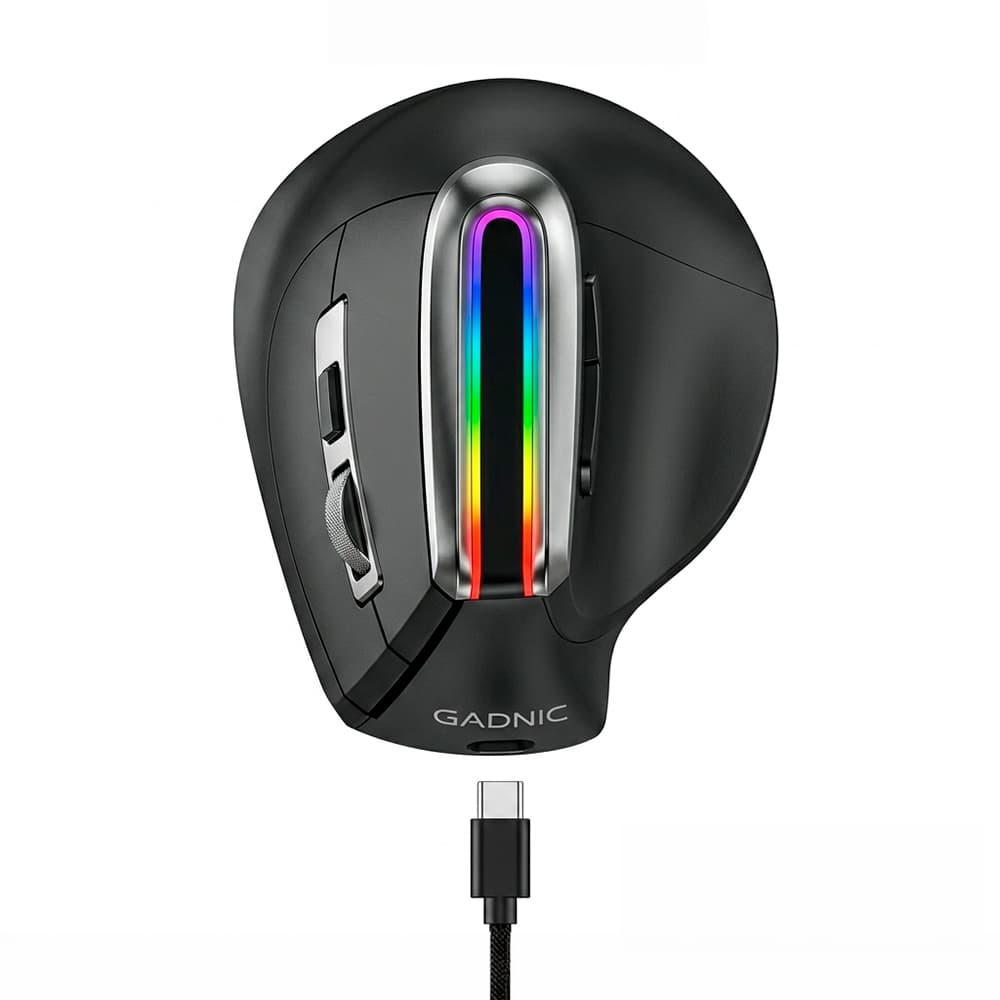 Mouse Inalámbrico Vertical Ergonómico Gadnic RGB 500mAh USB C Dual 2 4G BT 6 Botones DPI Ajustable 1600 ABS Superlight 120g Multi Dispositivo