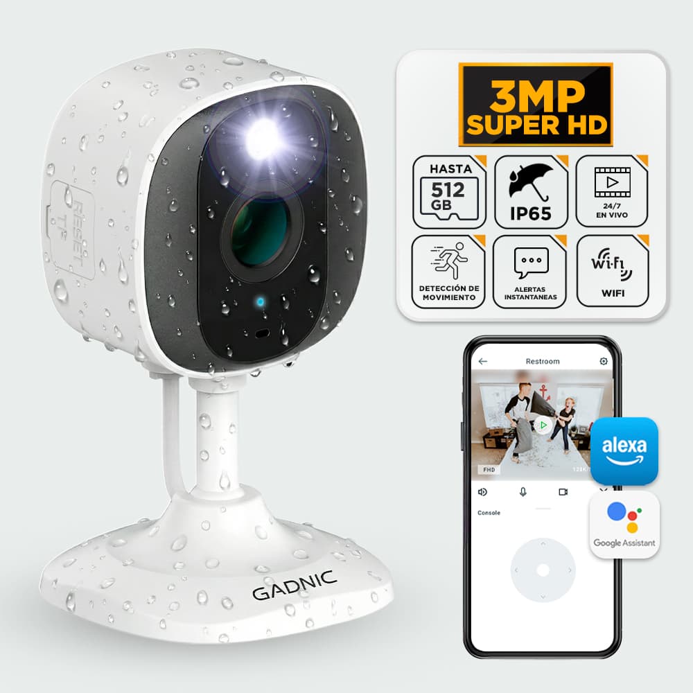 Cámara de Seguridad WiFi Gadnic Mini-G 2K Exterior  Interior Audio Bidireccional 3MP Visión Nocturna Ip65 Usado