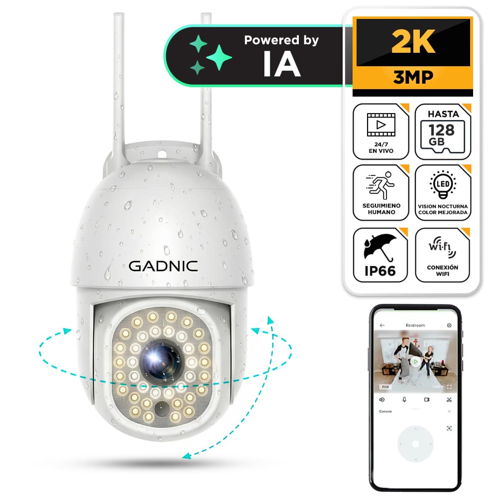 Cámara de Seguridad Gadnic DM200W-Pro Exterior Domo Full HD Visión Nocturna Color 36 Leds Usado