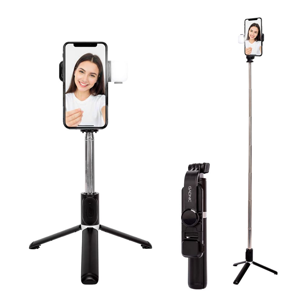 Trípode Gadnic Selfie Stick Con BT y Flash LED Control Remoto Para Celular