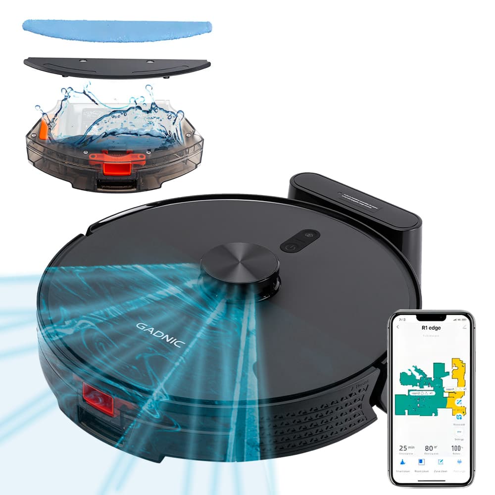 Aspiradora Robot Gadnic Láser 5000 PA Mopa App Inteligente Batería 3200 mAh 120 Min de Uso