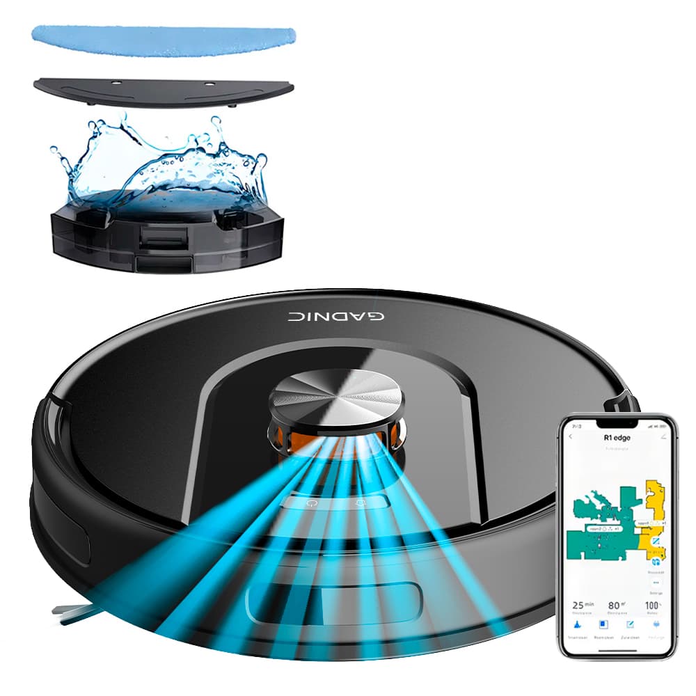 Aspiradora Robot Gadnic 5000Pa Navegacion LDS Laser 3D Trapeado App Tuya Autonomia 200 Min