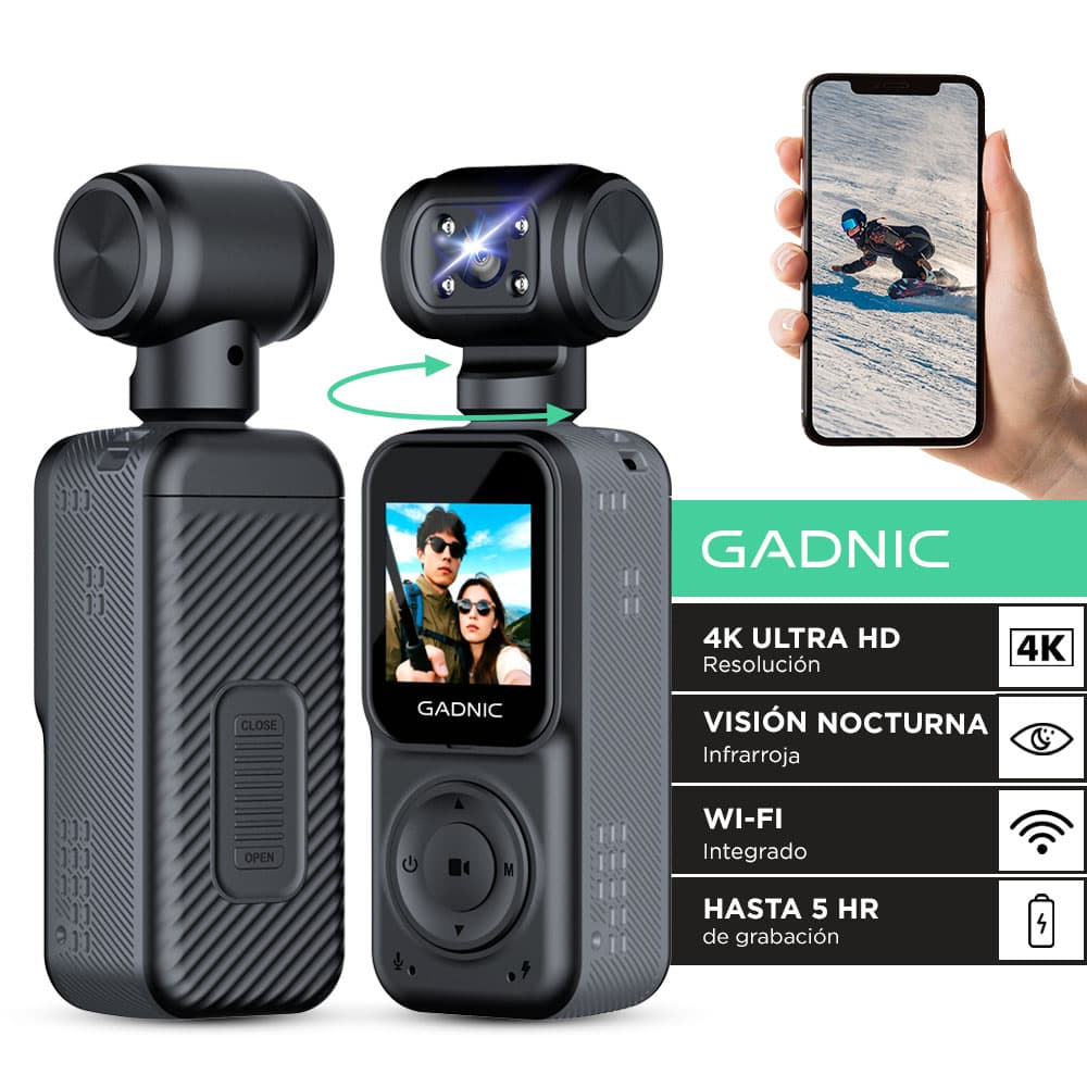 Cámara Deportiva GADNIC 4K WiFi  Gran Angular 135° Moto Visión Nocturna Para Casco