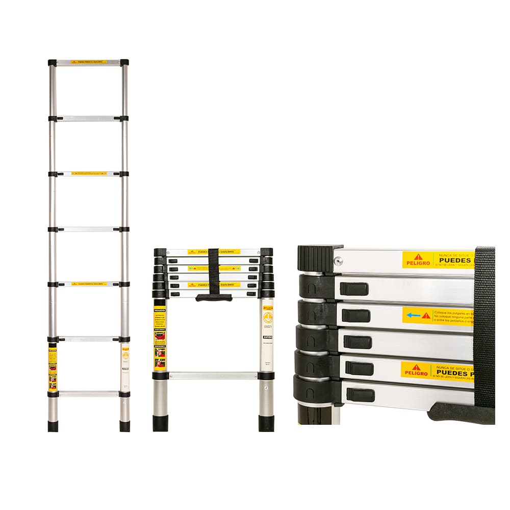 Escalera Telescópica Gadnic Altura Ajustable Hasta 2 Metros Escalones Antideslizantes Carga 150 kg 