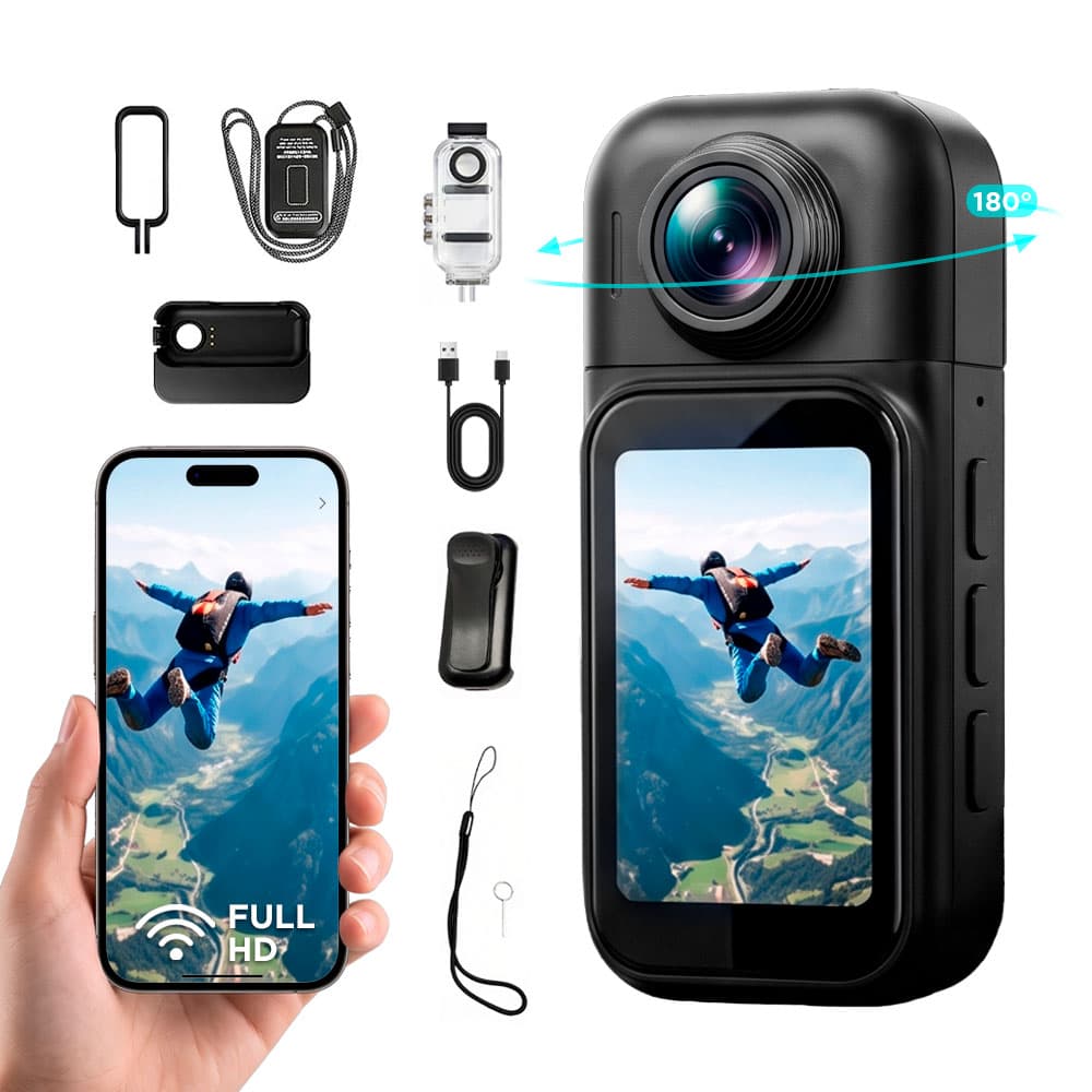 Mini Cámara De Acción Gadnic Vlogs Full HD 1080P Con Pantalla Táctil WIFI